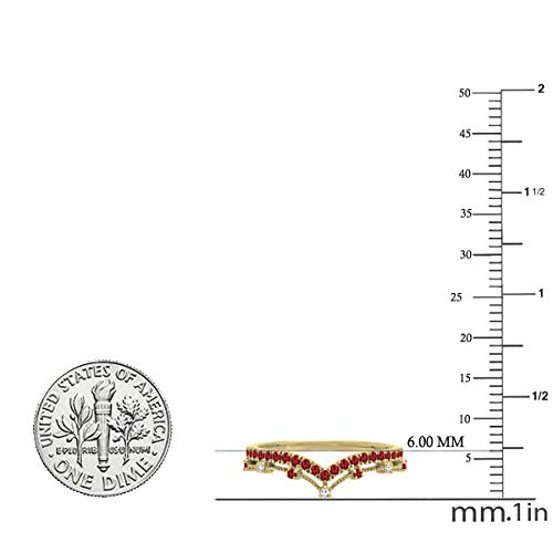 Dazzlingrock Collection Round Gemstone & White Diamond Chevron Wedding Band for Her, Avaialble in 10K/14K/18K Solid Gold3