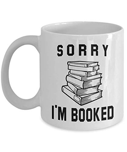 Taza de café sobre los libros (blanco) - Lo siento, estoy reservado - ¡Idea chistosa para el gusano del libro, los…