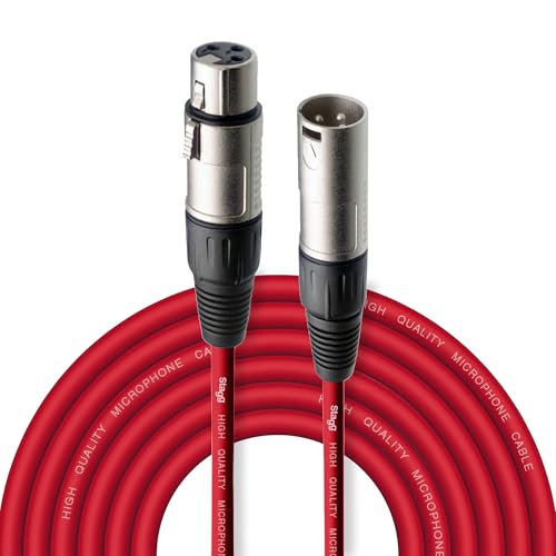 Stagg Cable de micrófono con enchufe XLR a XLR, 6m, Rojo