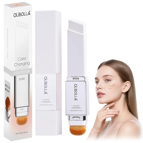 Color Changing Foundation Stick 2 in1 Korean Foundation Make Up Farbwechselndes Foundation Stick mit Bürste Feuchtigkeitsspendende Waterproof für Alle Hauttypen(Natural)