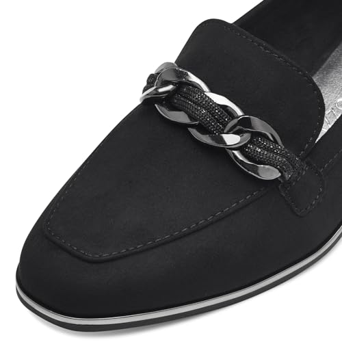 Image of MARCO TOZZI Women's Slippers, Feel Me Footbed, Soft Lining, 2-24200-42 Loafer, Black, 6 UK