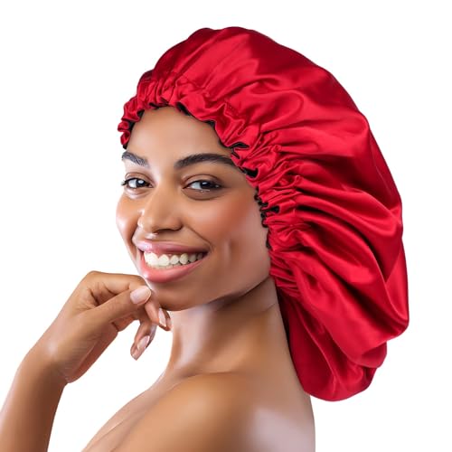Bonnet en satin de soie pour cheveux longs femme bordeaux grande taille Fittia