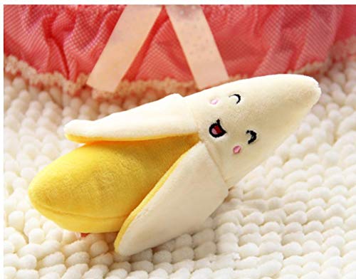 Oulensy Hund Haustier-Welpen-Plüsch-Ton Chew Quietsche Obst Banane Paprika Aubergine Spielzeug (Banane)