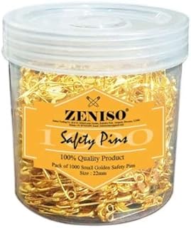 ZT 1000 पीस गोल्डन स्मॉल/मिनी सेफ्टी पिन ब्रोच बैज फास्टनिंग सिलाई के लिए, प्लास्टिक जार में पैक करें