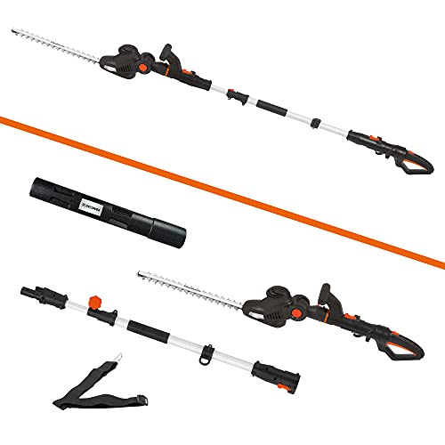 DELTAFOX Taille-haie électrique combiné 2 en 1 ? Taille-haie télescopique et Taille-haie électrique Pratique en Un ? Manche télescopique Amovible ? Longueur de Lame 48 cm ? 460 W