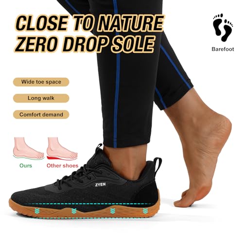Image of ZYEN Mens Barefoot Shoes Wide Toe Box Trail Running Sneakers Zero Drop Non-Slip Extra Wide Width Walking Shoes Minimalist Wrestling Sneakers Gym Trainer