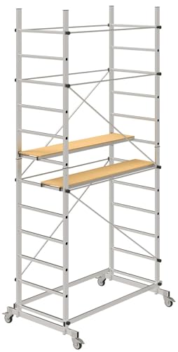 Marca: Non applicabile Trabattello ponteggio professionale in alluminio h360cm ruote con freno portata 150kg step up