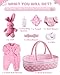 BABESIDE 8 Pcs Baby Doll Accessories, Reborn Baby Dolls Clothes with Bassinet for 17-22 Inch Babydolls, Outfit fit Babies Dolls Girl, Babies Pretend Play Set