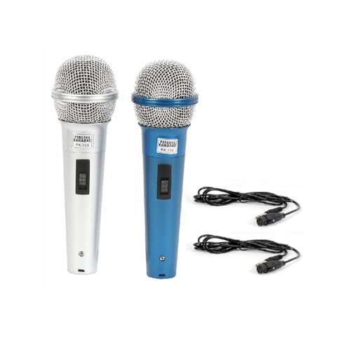 Image of PERSANG PK703 Dual Wired Microphone for Karaoke, PA System, Dynamic Microphone, Mic for Karaoke, Speech, Stage, Wedding | 2.5 Meter, On /Off Switch | Random Color Dispatch (Color May Vary)