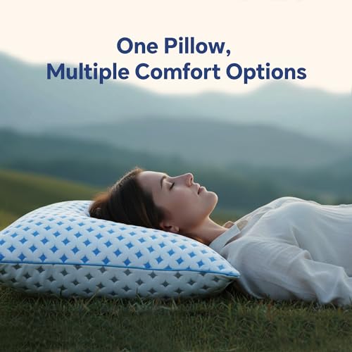 Image of Queen Pillows Set of 2, Cooling Shredded Memory Foam Pillows