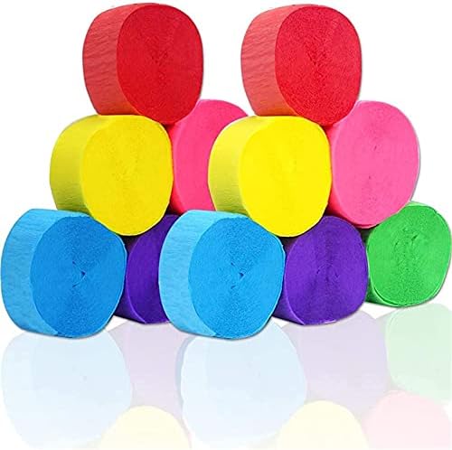 Coceca 12 Rolls Streamers Crepe Paper in 6 Colors for Rainbow Party Wedding Birthday Ceremony Festivals Decoration