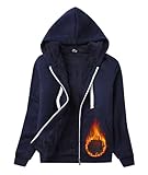 GEEK LIGHTING Womens Zip Up Hoodie Fleece Lined Jacket Sherpa Lined Sweatshirt Warm Winter Fashion Coat for Women Navy-M