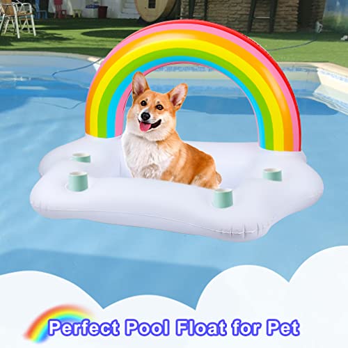 Firste Inflatable Rainbow Cloud Pool Drink Holder With Solar Lights,Floating Pool Cup Holders For Hot Tub, Led Light Glow In Dark Pool Drink Floats, Floating Cooler Bar Accessory For Pool Water Fun #TOP3