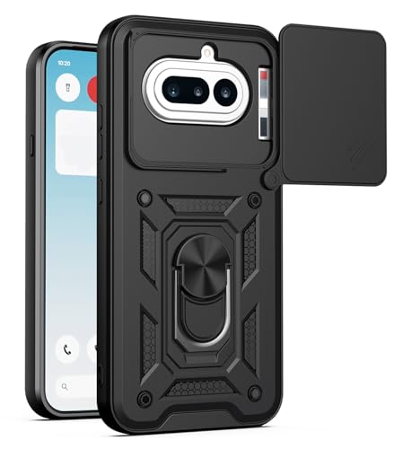 Image of Tough Armor Bumper Back Cover Case for Nothing Phone 4A 5G | Sliding Camera Cover, Kickstand & Ring Holder 360 Degree Protection Back Cover Case for Nothing Phone 4A 5G - Black