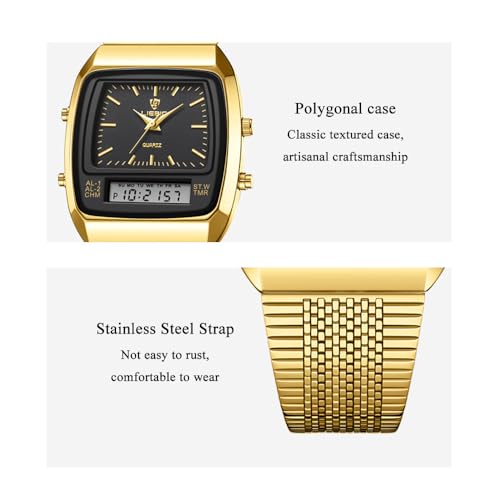 Montre analogique à quartz lisible et robuste avec double affichage