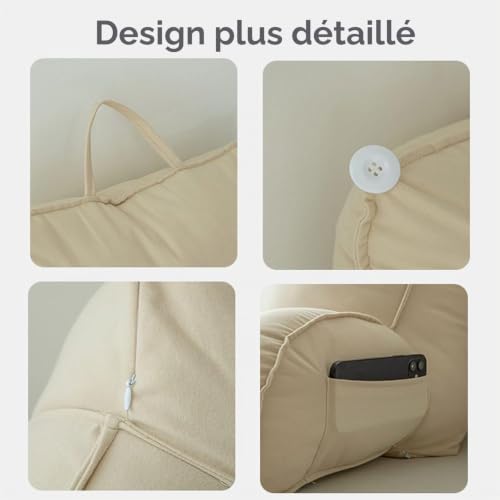 Stafeny Oreiller de Lecture avec Accoudoirs,Coussin de Lecture avec Support de Cou,Coussins Lombaires,pour se détendre,Jouant,Regarder la télévision ou Lire – vue 5