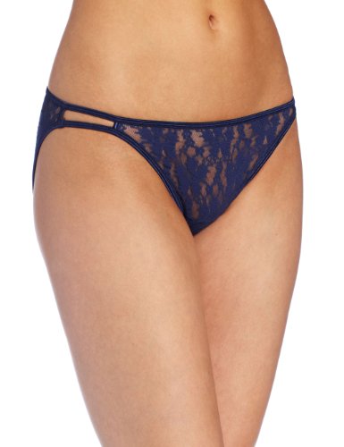 Vanity Fair Women's Illumination Helenca Lace Bikini Panty 18202, Admiral Navy, 6