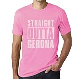 Camiseta Estampada para Hombre Directamente De Gerona – Straight Outta Gerona – T-Shirt Vintage Manga Corta Regalo Original Cumpleaños Diseño Gráfico Moda Rosa orquídea XS