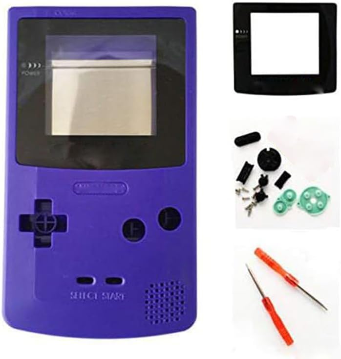 Ambertown Replacement Full Housing Shell Case Cover for Gameboy Color GBC (Purple)