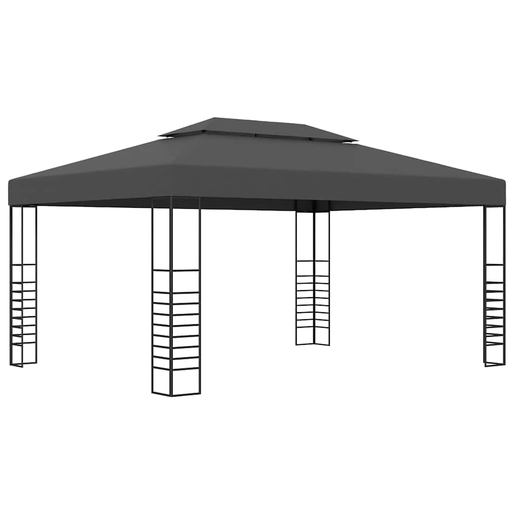 Altana Ogrodowa z Lampkami LED, 3x4 m, Antracytowa, Stalowa