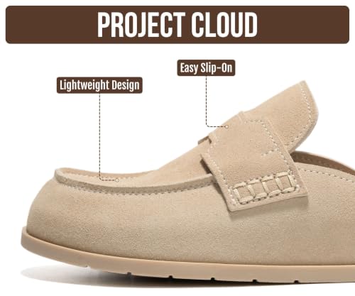 Image of Project Cloud 100% Genuine Leather Womens Clogs - Plush & Soft Insole with Arch Support Non Slip Mules & Clogs for Women Footwear - Water Resistant Women Shoes (Foamy)