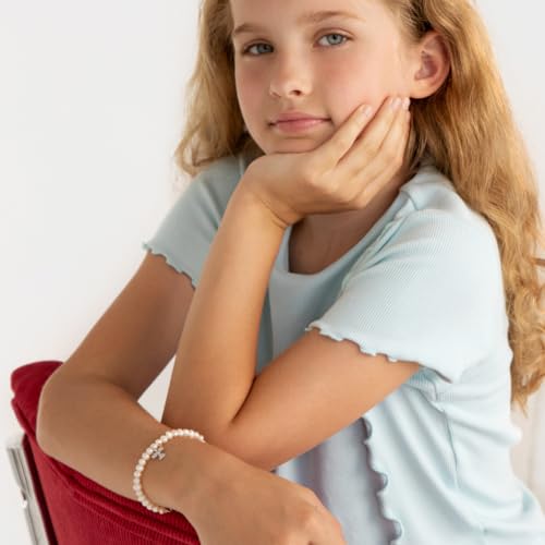 925 Sterling Silver Adjustable Cultured Pearl Guardian Angel Bracelet for Babies & Young Girls - Stunning White Pearl Bracelets for Girls - Beautiful Angel Charm Bracelet for your Little Girls3