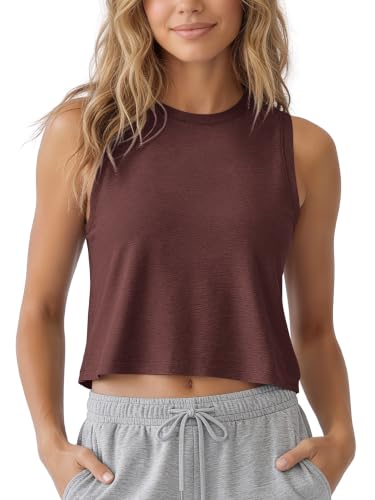 Image of ODODOS Women's Performance Tank Ultra Soft odSTRATUM Tech Sleeveless Tee Shirts High Crew Neck Pullover Top