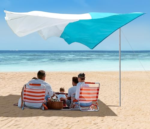 Loninak Beach Shade, UPF50+ Portable Beach Shade Tent, 15.7x9.5 FT Beach Shade Canopy Wind Sail