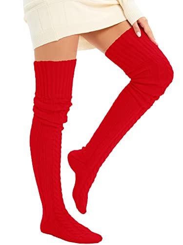 Image of Women's Thigh High Knitted Winter Boot Socks Vintage Extra Long Leg Warmer Over Knee High Stockings