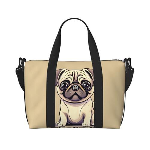Sac à main imprimé carlin et dessin animé amusant pour homme et femme