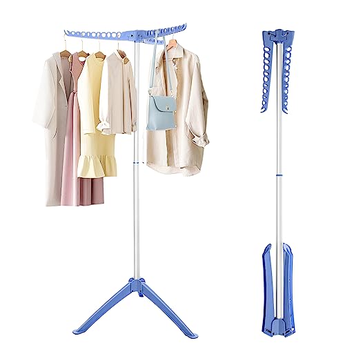 YORKING Tripod Clothes Rail Foldable Clothes Airer Portable Clothes Hanger Adjustable Drying Rack Stand for Indoor Outdoor 30 Hangers 23X23X56in