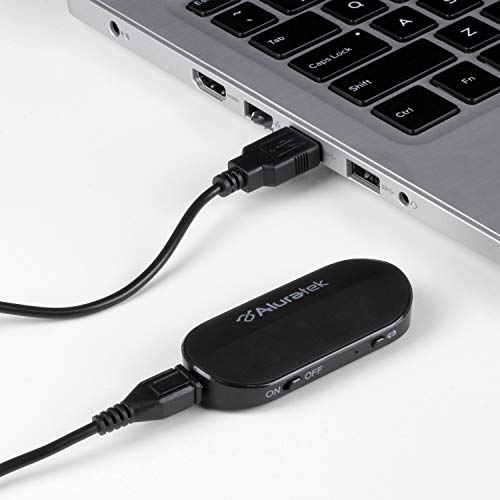 Aluratek Bluetooth Audio Transmitter With Detached Cable, Dual Streaming Support, Up To 50 Foot Range For Up To 10 Hours Streaming On A Full Charge #TOP6