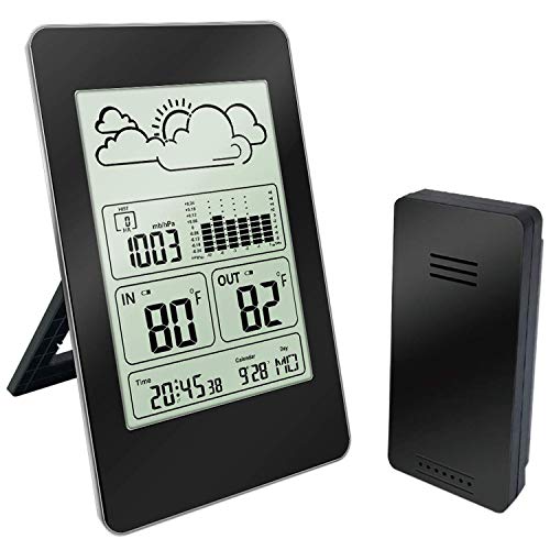 Lopbinte Multifunction Weather Station Thermometer with Alarm Clock,Indoor Outdoor Temperature Air Pressure Weather Forecast Station