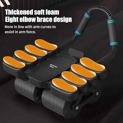 Automatic Rebound Abdominal Wheel with 8 Elbow Supports and Four-Mute Roller, Plank Exercise Roller For Abdominal & Core Strength Training (black) - Image 4