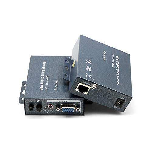 Gimax VGA extender receiver 200M range, single cable signal amplifier, VGA - RJ45 video extender - (Color: Receiver)