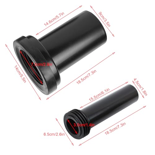 Anschlussgarnitur für Wand-WC,185mm Wc Anschlussset Dichtung Ablauf Anschlussrohr Spülrohr Abflussrohr mit Kappen(Spülrohr+Abflussrohr+Kappen, 185mm)