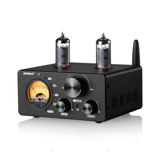 AIYIMA T9 100W*2 Bluetooth Stereo Amplifier Class D Amp 2.0/2.1 Channel Tube Power Amp with PC-USB DAC Coaxial Optical inputs &VU Meter & Bass Treble Tone Control for Home Stereo Speakers