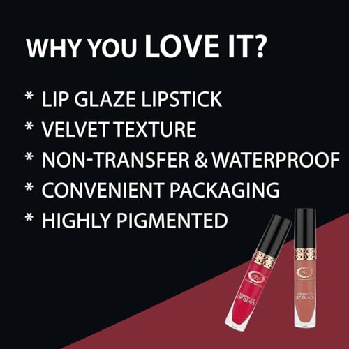 Image of Fashion Colour Kissproof Lip Glaze Lipstick | Up to 12 Hours Stay | Velvet Texture | Non-Transfer Waterproof | Highly Pigmented | For Women | 7g (Flirtini)