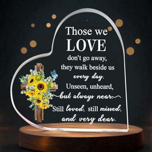 Heart Shaped Memorial Keepsake with Sorry for Your Loss Message and Yellow Sunflowers. Bereavement, Condolence, Remembrance, Sympathy Gift for Loss of Loved One (Yellow Sunflowers)