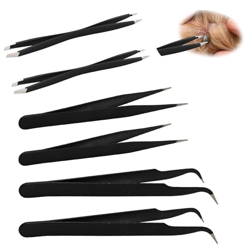 Neeenn 6 Pack Tick Remover Kit, Stainless Steel Tick Remover Tool for Cats Dogs Chicken