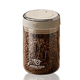 STIFFOUR Coffee Bean Storage Container with One-way Valve Airtight Lid Date Tracker for Coffee and More Food Fresh and Storage, Clear Borosilicate Glass Coffee Canister (13 OZ)