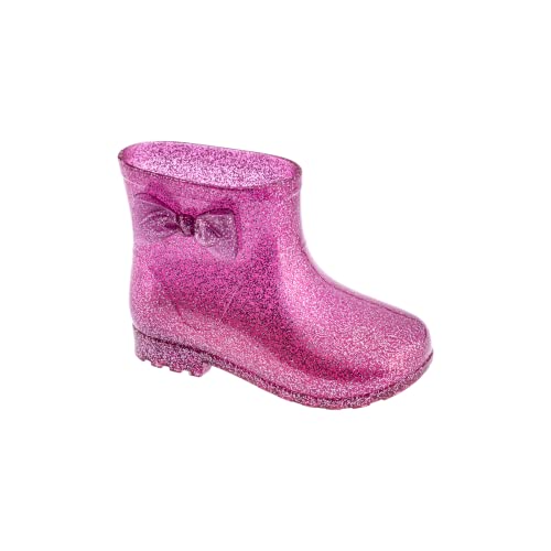 Bota Galocha Infantil Laço Proteção Chuva Impermeável Coturno Menina (Maxi Glitter Prata, br_footwea