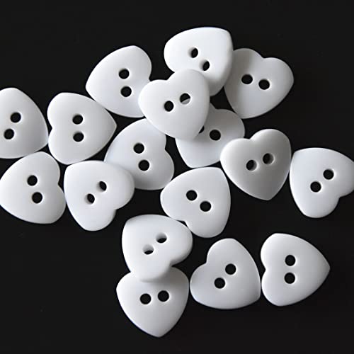 100Pcs Heart Shape Buttons Diy Handmade Craft Art Sewing Buttons Glossy Pearl White, Horizontal Eye Holes, 12.7Mm #TOP5