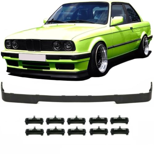 DM Autoteile Frontspoiler Lippe vorne Schwarz + 10x Montage Clips 82-94 passend für E30