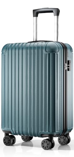 ABISTAB Voyager Handgepäck Koffer 55x35x23cm, Hartschalen Koffer & Trolleys klein, leicht Reisekoffer mit 4 Rollen, Zahlenschloss, Dunkelgrün