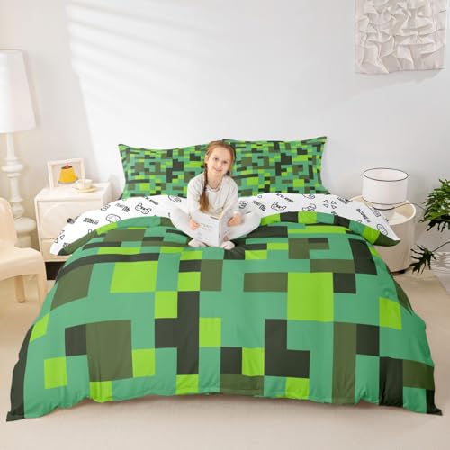 Parure de lit double avec housse de couette géométrique pixel pour lit 2 personnes - 6