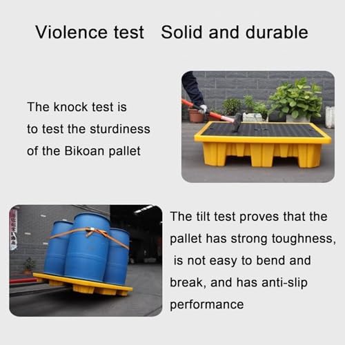 Leak-Proof Polyethylene Drum Pallet with Drainage Grid - Stackable Industrial Spill Containment Tray(49x35x9.5cm)