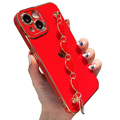 Material: Soft TPU LOOBIVAL for iPhone 13/11/ 12 Pro Max Case Love Bracelet Strap, Cute for Women Girl Shockproof Soft Plating for iPhone 11 12 13 Pro Max 7 8 Plus SE 2020 2022 XS XR Max Cover (for iphone 8Plus,red)