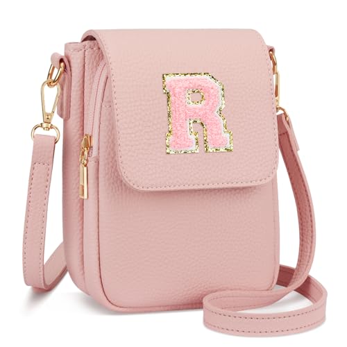 Image of Gift for Girls Small Initial Crossbody Bag for Teens Vegan Leather Cell Phone Kids Purse