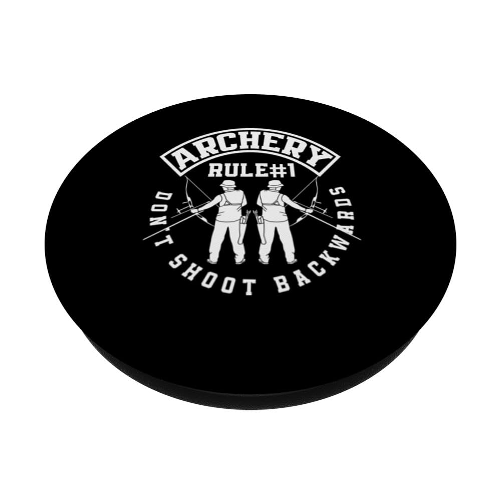 Archery Rule Don't Shoot Backwards Archer Bow Hunter PopSockets Swappable PopGrip, Black - Image 2